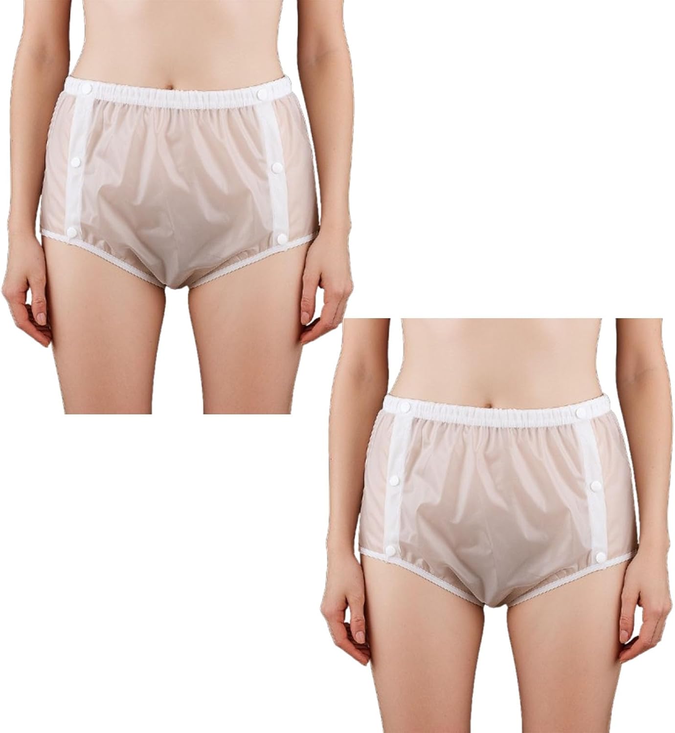 Adjustable Reusable Waterproof Adult Diaper Covers - 2 Pack Leakproof Cloth Pants for Incontinence, Medium Size, White, Comfortable & Protection (White Large)