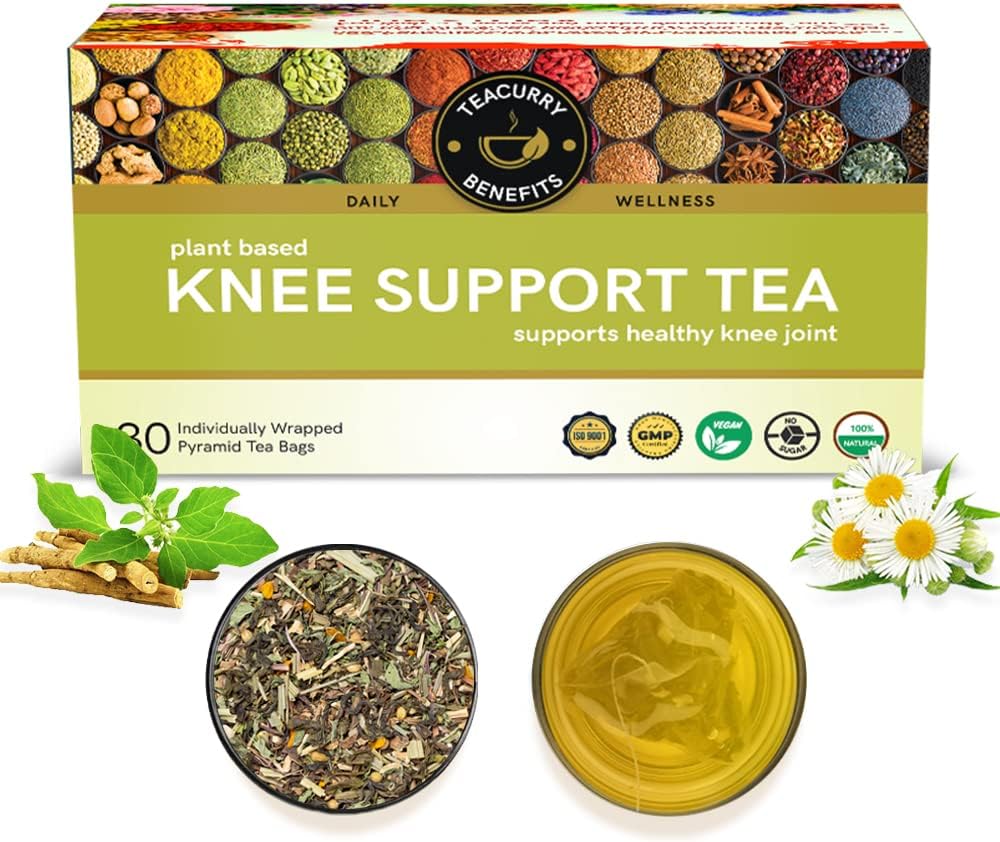 TEACURRY Knee Support Tea (1 Month Pack, 30 Tea Bags) - Helps with Knee Pain, Inflammation, Discomfort (1 Month Pack | 30 Tea Bags)