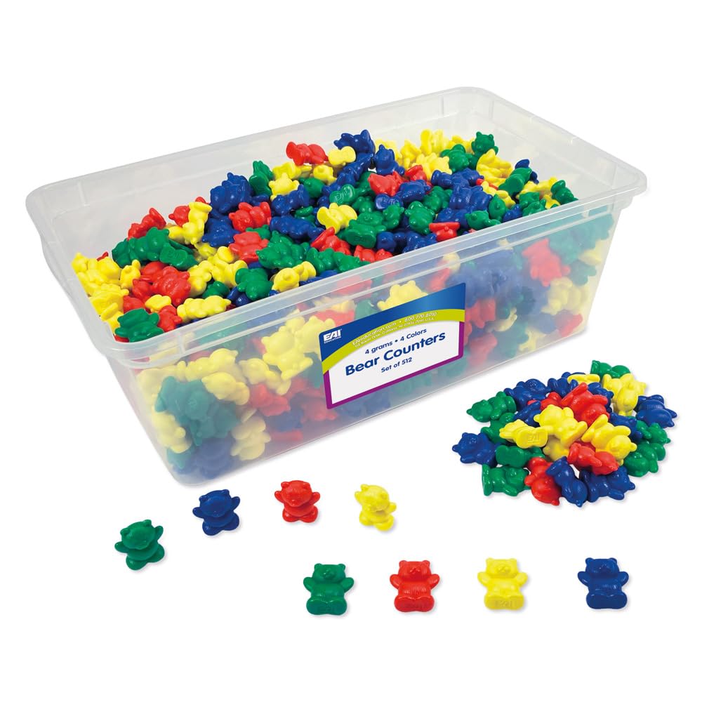 EAI Education Bear Counters: 4 Grams: 4 Colors - Set of 512 in Tub