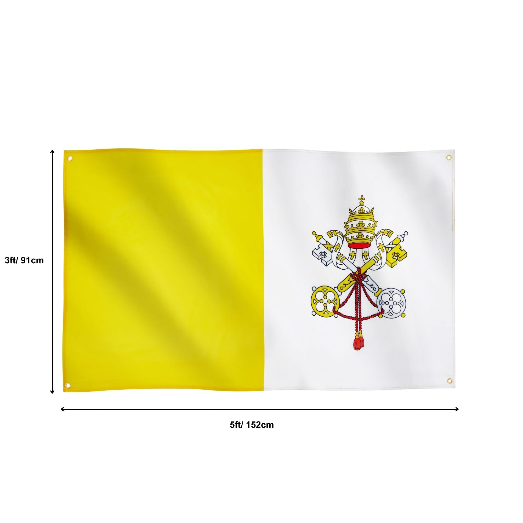 Runesol Vatican City Flag, 91x152cm, 3ft x 5ft, 4 Grommets, Eyelet In Every Corner, Catholicism, The Holy See, La Santa Sede - Image 2