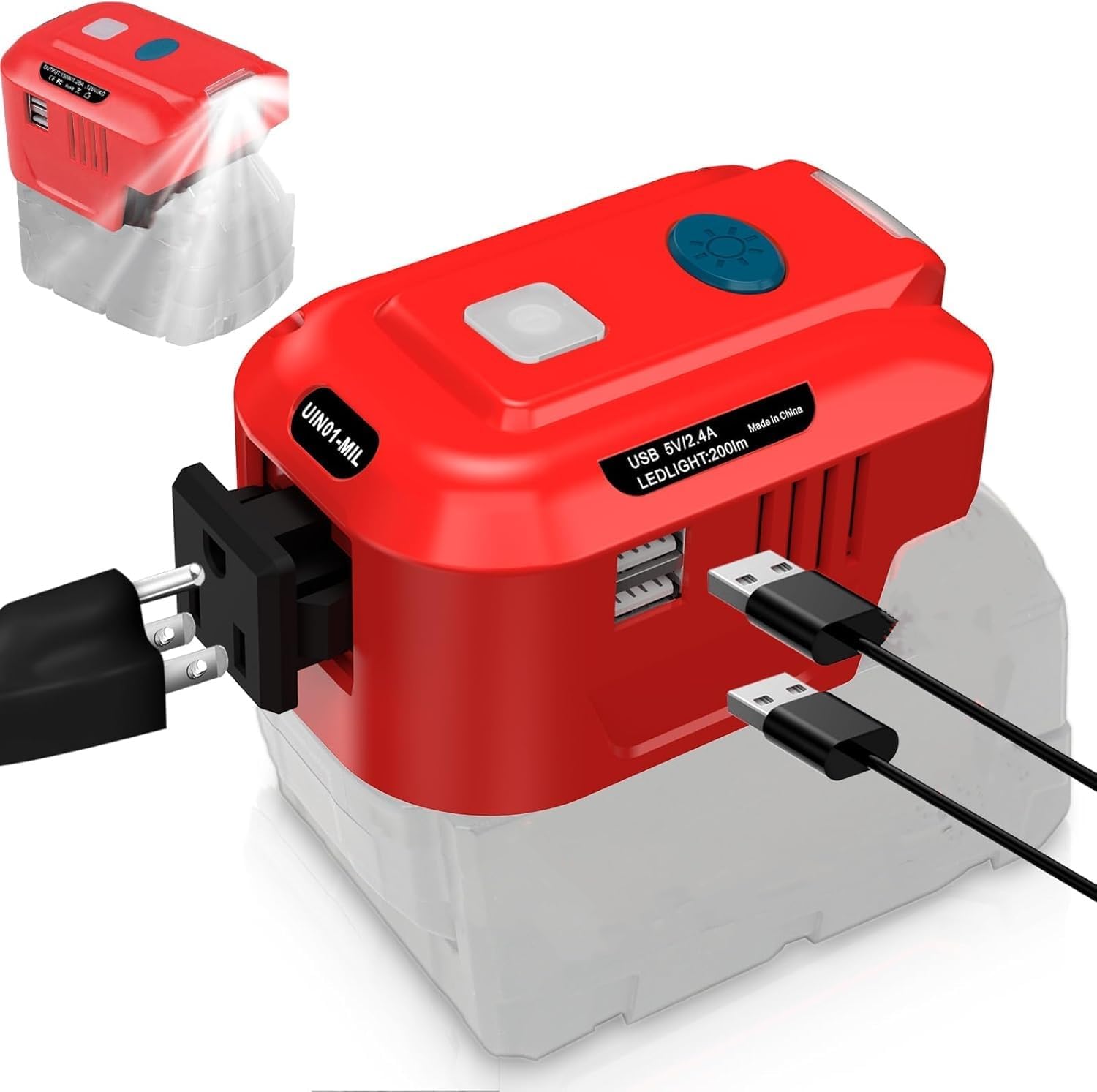 150W Power Inverter Generator For Ryobi 18V Li-Ion Battery – Portable Power Station, 110V Output, Green