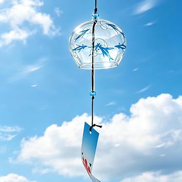 Japanese Wind Bell Wind Chimes Handmade Glass Furin-Bluefish