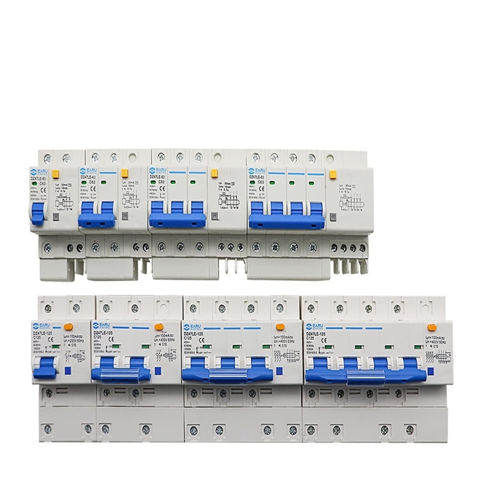 YFHGULBTK DZ47LE-63/125 Air Switch Leakage Protector 1P+N 2P 3P+ 4P AC400V Three-Phase Overload Protection Circuit Breaker(32a,3P N)