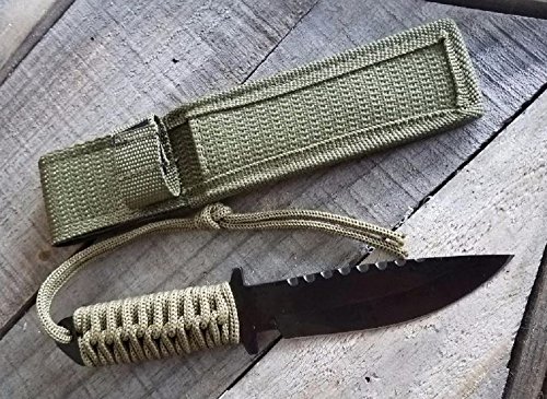 HANCARA - Utility Combat Tactical Knife for Camping Survival Hunting and Outdoor Activities with Safety Nylon Handle Wrapped & Sheath, Sharp Strong and Durable Fixed Blade, Stylish Appearance