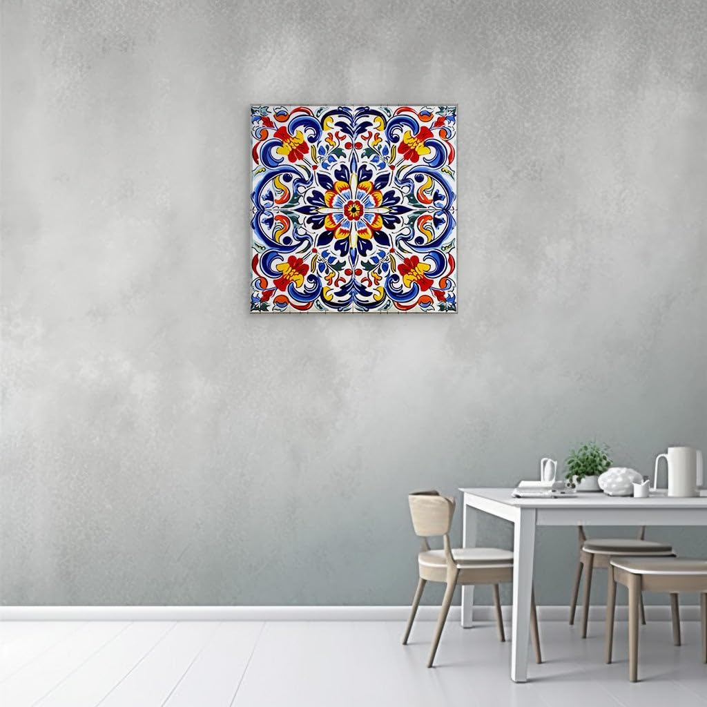 Canvas for Living room. Blooming Patterns in Ceramic A Masterpiece of Symmetry and Color, 27 x 18 inch Canvas Wall Art - Contemporary Masterpieces - Modern Home Decor - 69x46 cm (27x18 inch)
