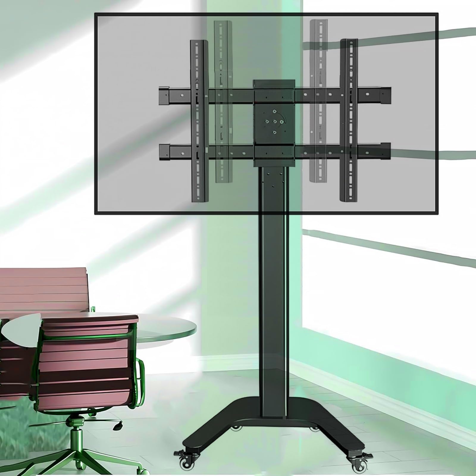 HPTHLY Portable Tv Floor Stand - Mobile Tv Cart Stand With Wheels, For 32-65 Inch Tvs Telescopic Tv Lift, 360° Horizontal And Vertical Screen Switching Rolling Floor Stand, With Cabl