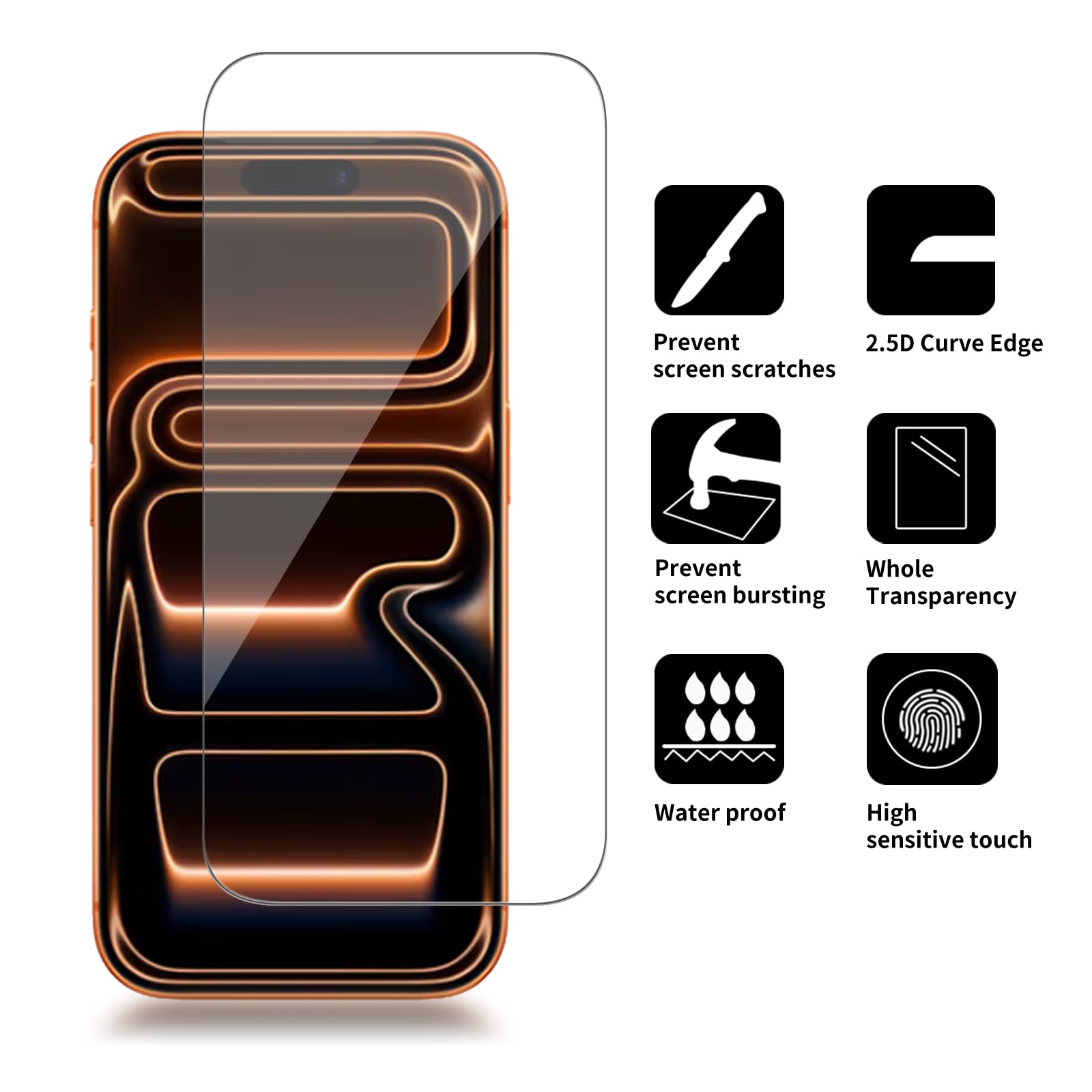 Lot de 4 protecteurs d'écran en verre compatibles avec iPhone 17 Pro Max 6,9" [dureté 9H] - Écran HD en verre trempé, résistant aux rayures, facile à installer [compatible avec les coques]