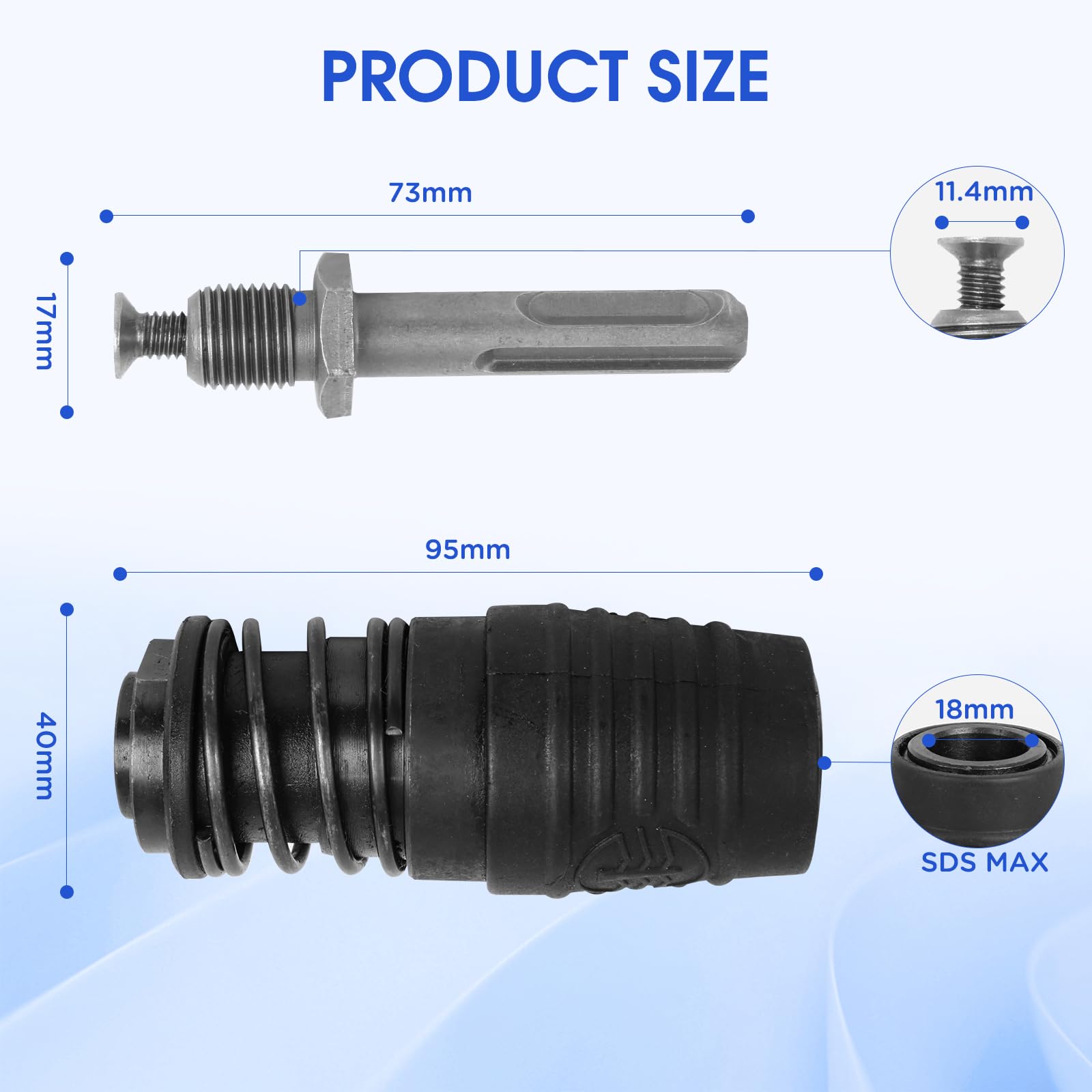 Adattatore Da SDS PLUS A SDS MAX Per Trapani A Percussione - Mandrino Per Punta Da Trapano - Foto 9