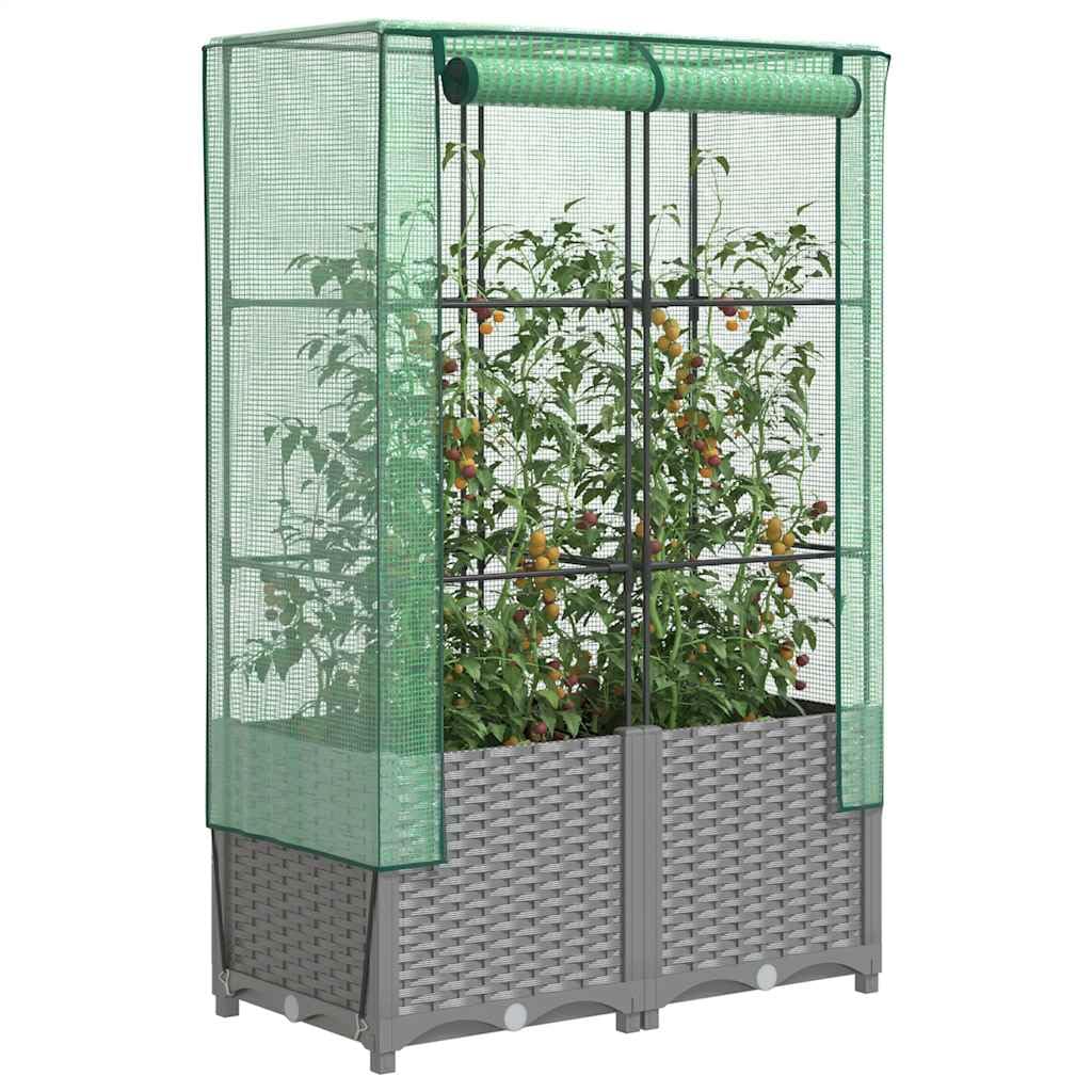 Letto Rialzato con Copertura Serra Effetto Rattan 80x40x138 cm per coltivazione di piante e fiori in giardini, balconi e verande resistente all'acqua