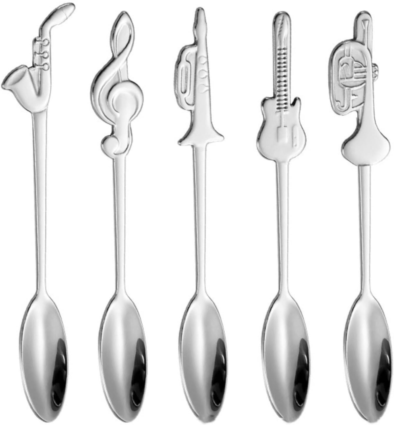 Spoons, Spoons 5-piece Set Of Creative Stainless Steel Coffee Spoon Musical Instrument Shape Dessert Spoon Mixing Spoon
