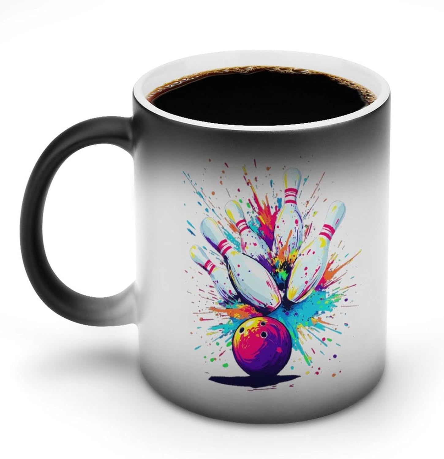 Bowling Ball Colorful Funny Color Changing Coffee Mug Ceramic Magic Cup Personalized Discoloration Tea Mugs