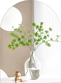 14 x 12 inch Glass Arched Bathroom Mirror, Frameless Wall Mounted Vanity Mirror for Bathroom, Bedroom, Entryway, Living Room, Hallways