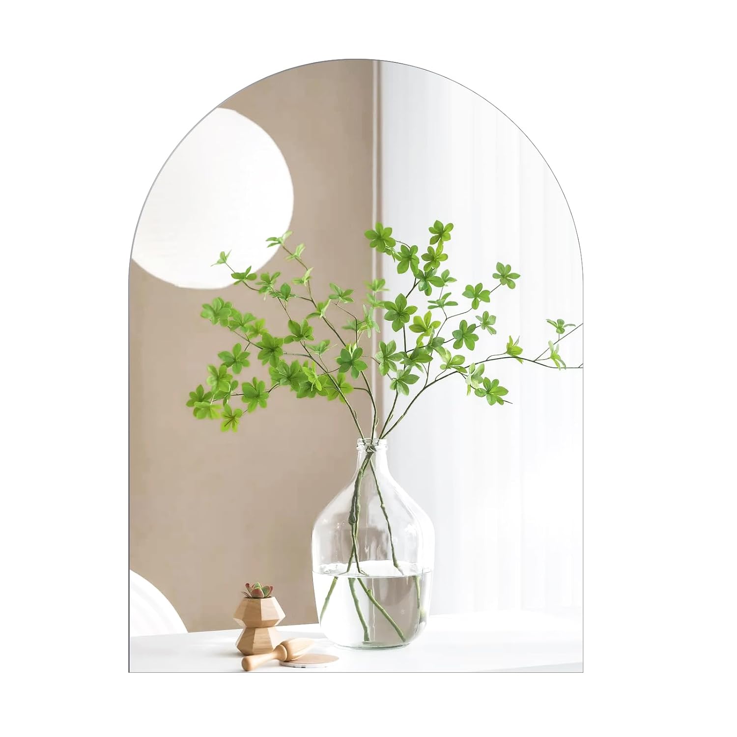 14 x 12 inch Glass Arched Bathroom Mirror Frameless Wall Mounted Vanity Mirror for Bathroom Bedroom Entryway Living