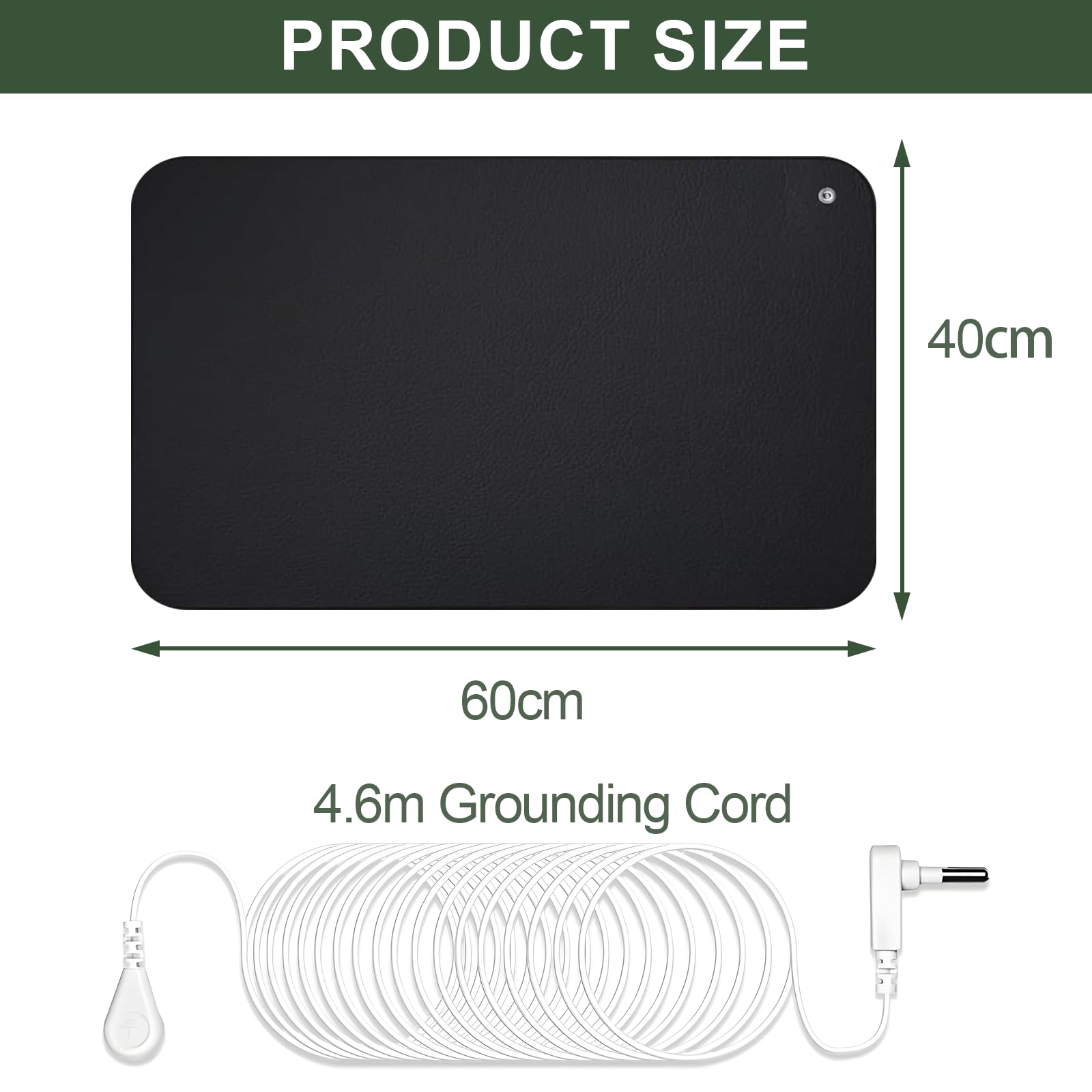 Erdungsmatte | Erdungsmatte Earthing EU | mit Rutschfester leitfähiger Gummisohle | für besseren Schlaf Schmerz Stressabbau in Innenräumen | gesunde Erdenergie | 40×60 cm (GM4060)