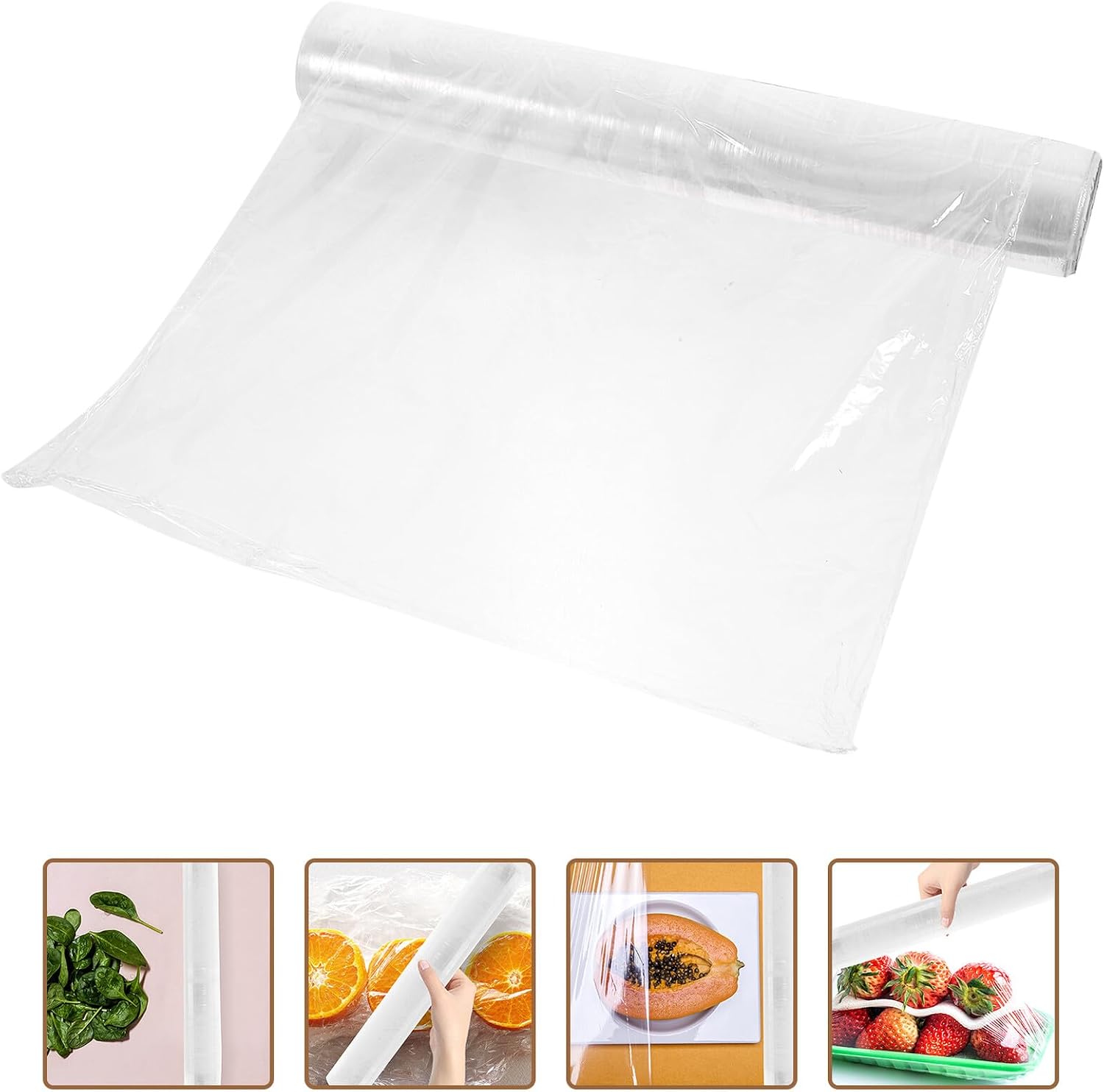 Food Cling Wrap Film Elastic Fresh Keeping Plastic Wrap for Kitchen Food Storage Single-use Cover for Bowls and Leftovers Portable Food-safe Preservation Film