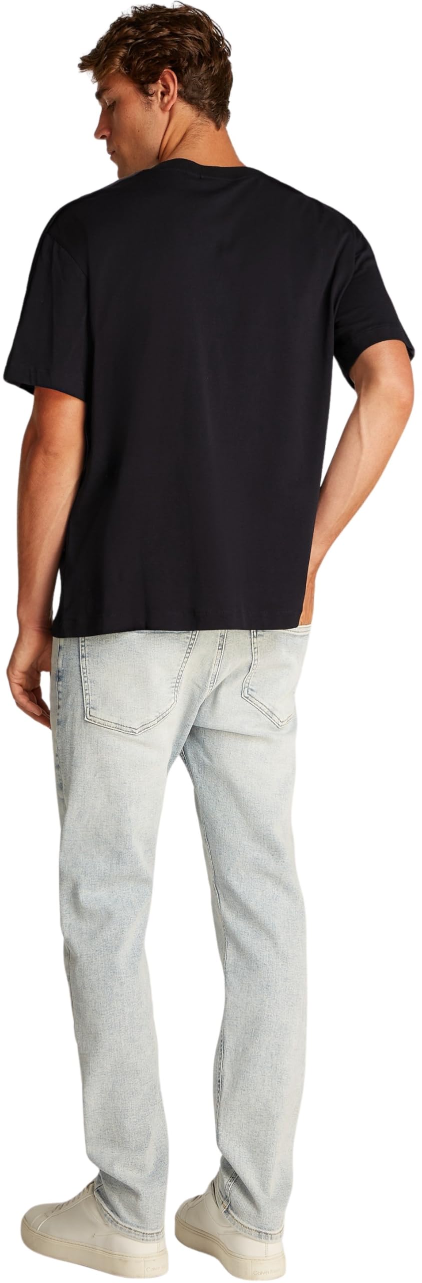 Calvin Klein Herren T-Shirt Kurzarm Logo Tape Tee mit Rundhalsausschnitt