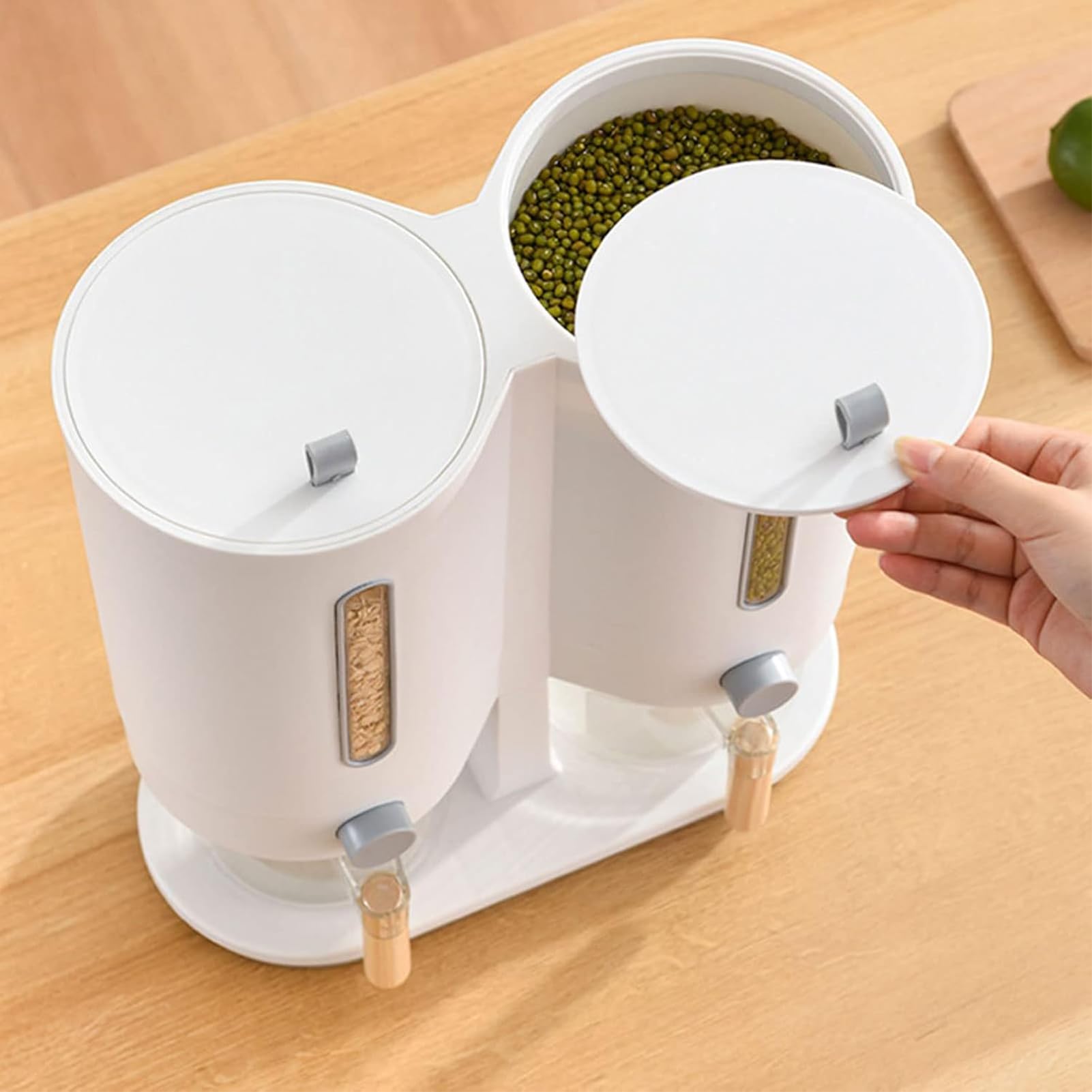 Dispenser Per La Conservazione Di Riso Conservazione Per Cereali | Dispenser Da Cucina A Doppio Secchio Per Cereali Per Soia, F