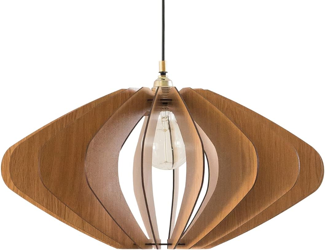 DEZAART ELEIPSE Wood Pendant Light | Mid Century Modern Chandelier | Hanging Lamp | Wood Chandelier Lighting | Modern Light Fixture | Modern Pendant Light