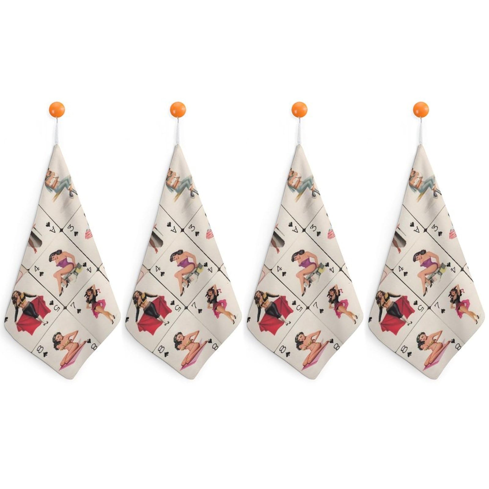 TXFBTRFSA Poker Pinup Lady Hand Towels with Hanging Loop Kitchen Towel Handkerchiefs Cleaning Cloths
