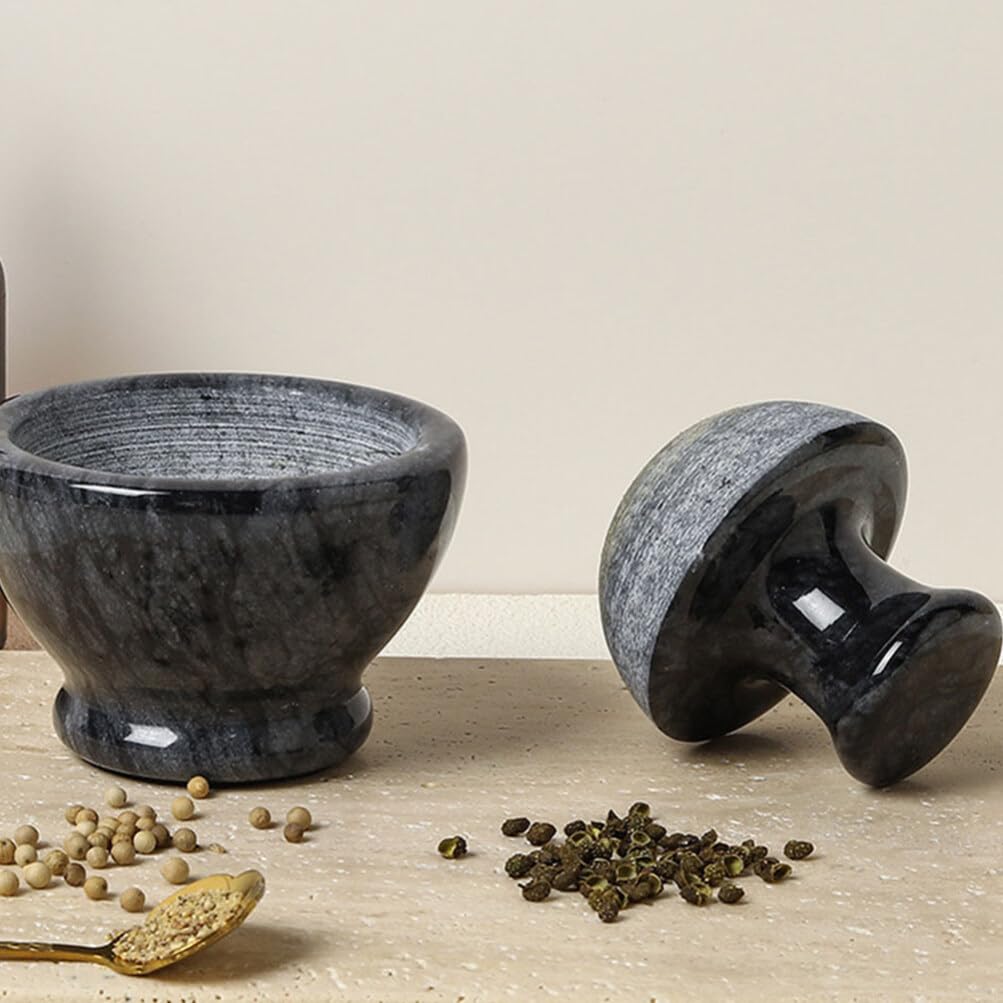 Cabilock 1 De Morteros Y De Mármol Cuenco Para Molinillo De Piedra De Mármol Triturador De Ajos Olla Para Triturar Jengibre Para Guacamole Especias Ajo Cocina
