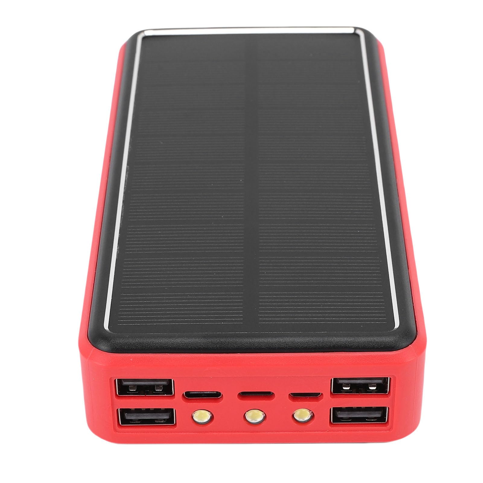 Asixxsix Banque d'énergie Solaire, Boîtier en Alliage d'aluminium Haute capacité 50 000 MAh, Banque 'Alimentation 'Urgence avec Lampe de Poche SOS, Chargement USB pour Camping, Randonnée, (Rouge)