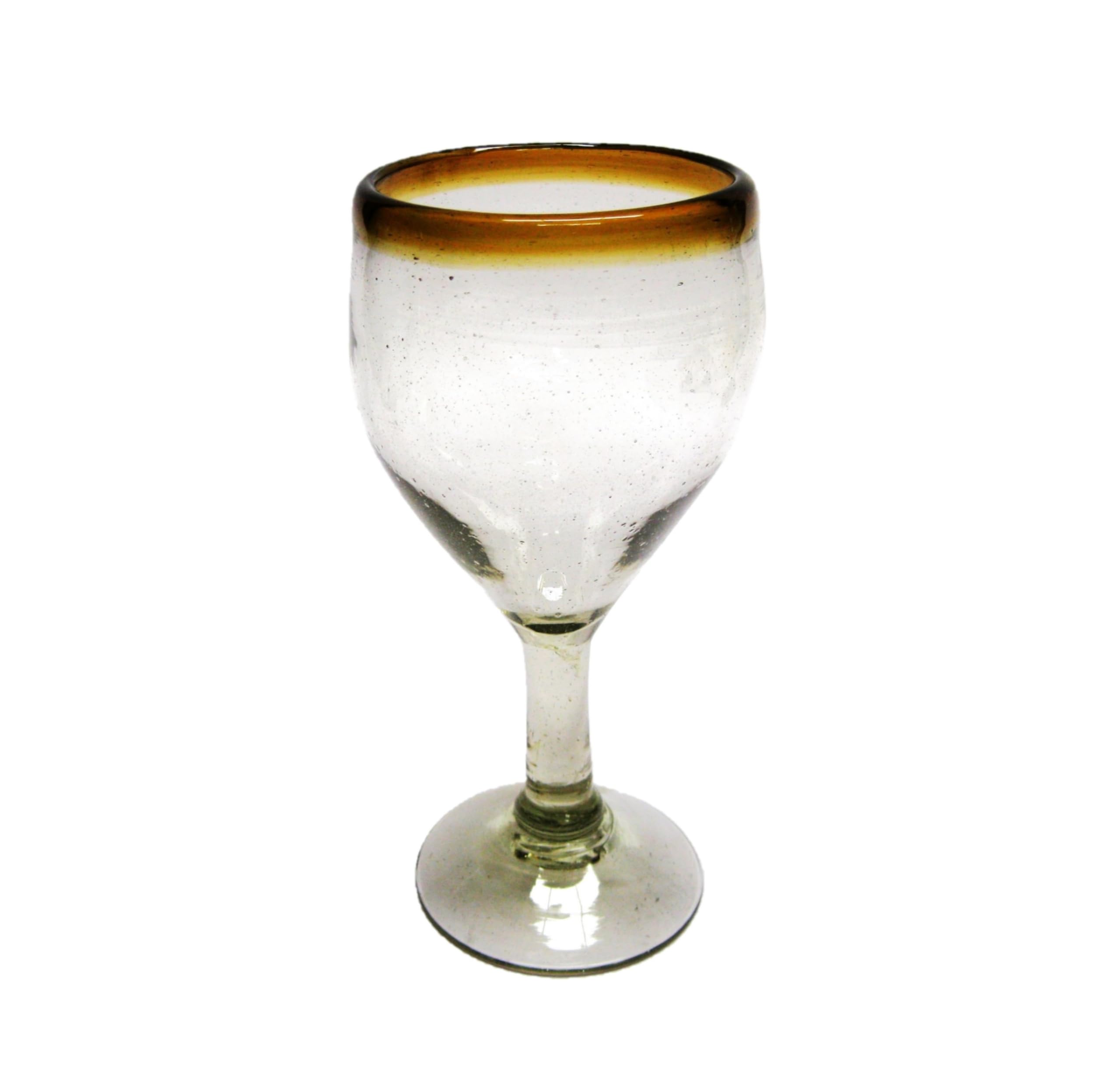 Amber Rim 7 oz Small Wine Glasses (set of 6), Recycled Glass, Lead-free, Toxin-Free (7oz Small Wine)
