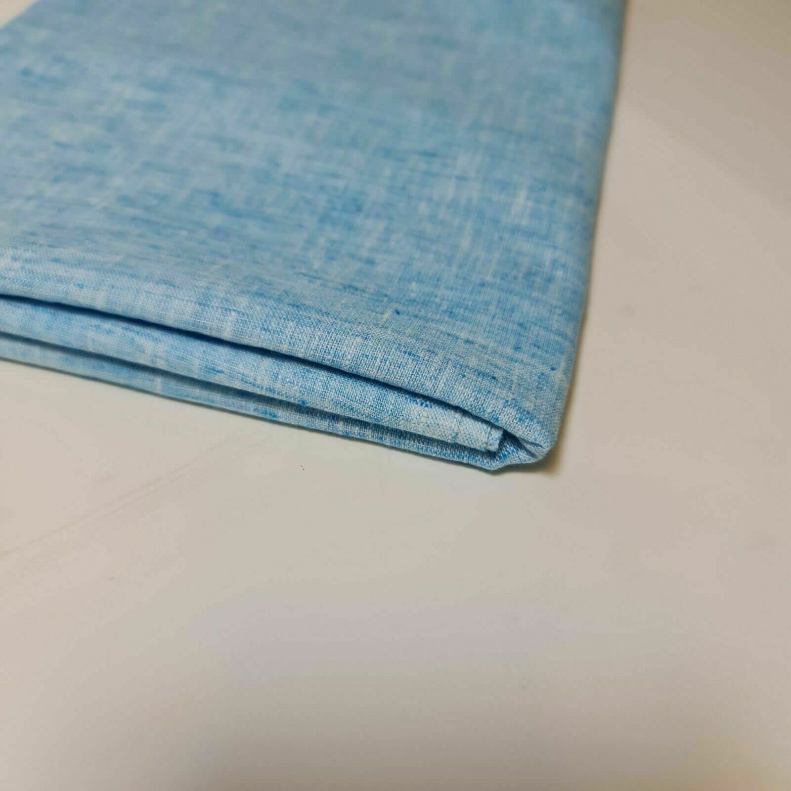 Indischer Stoff aus 100 % Baumwolle, Melange Leinenoptik, weicher Khadi-Popeline, Kleiderstoff, Handwerksstoff, 112 cm breit, verkauft als Vor- und Schnittlängen (10 Meter, Türkis)