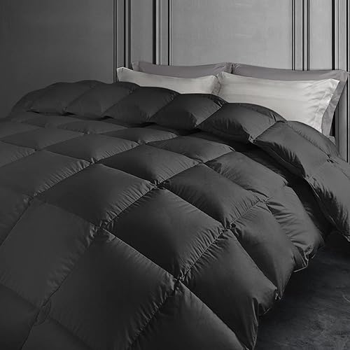Miniatura 2 de Edredón de plumas tamaño individual, relleno de edredón negro para todas las estaciones con plumas y tela de algodón de plumón de primera calidad,