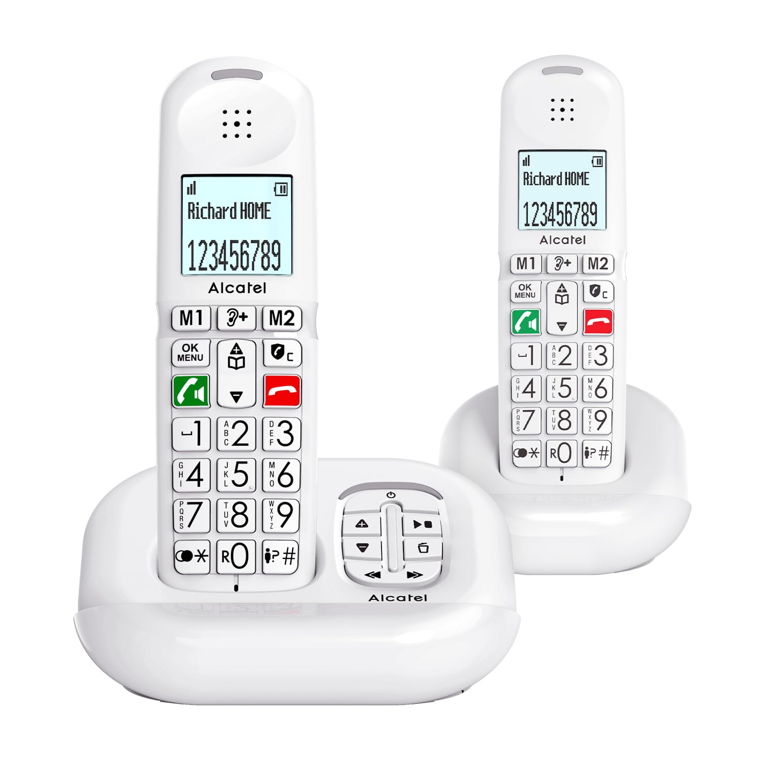 ALCATEL XL685 Voice Duo - Telefono Fisso Senza Fili DECT Senior Formato XL Con Risponditore - Schermo ad Alta Lisibilità - Grandi Tasti - Audio Boost - Mani Libero - Blocco Chiamate - 2 Combinate