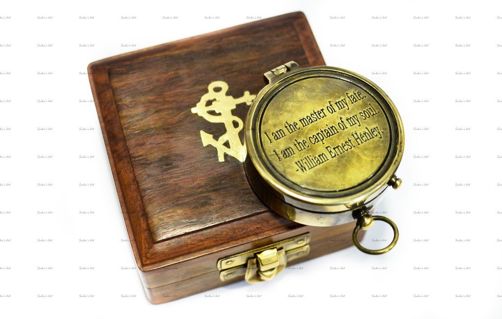 SAILOR'S ART Wood Compass With Wooden Box, 2", Golden.-picture-12