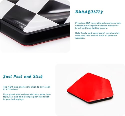 Miniatura 3 de Overdecor Calcomanías de bandera de carreras en blanco y negro a cuadros, emblema de accesorios de automóvil, decoración de bandera de escudo para