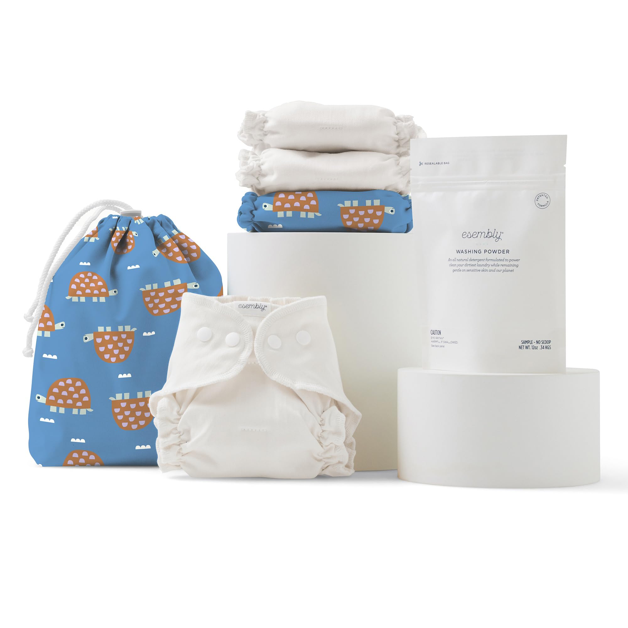 Photo 1 of Esembly Try-It Kit Cloth Diaper Starter Set, Turtle, Size 1