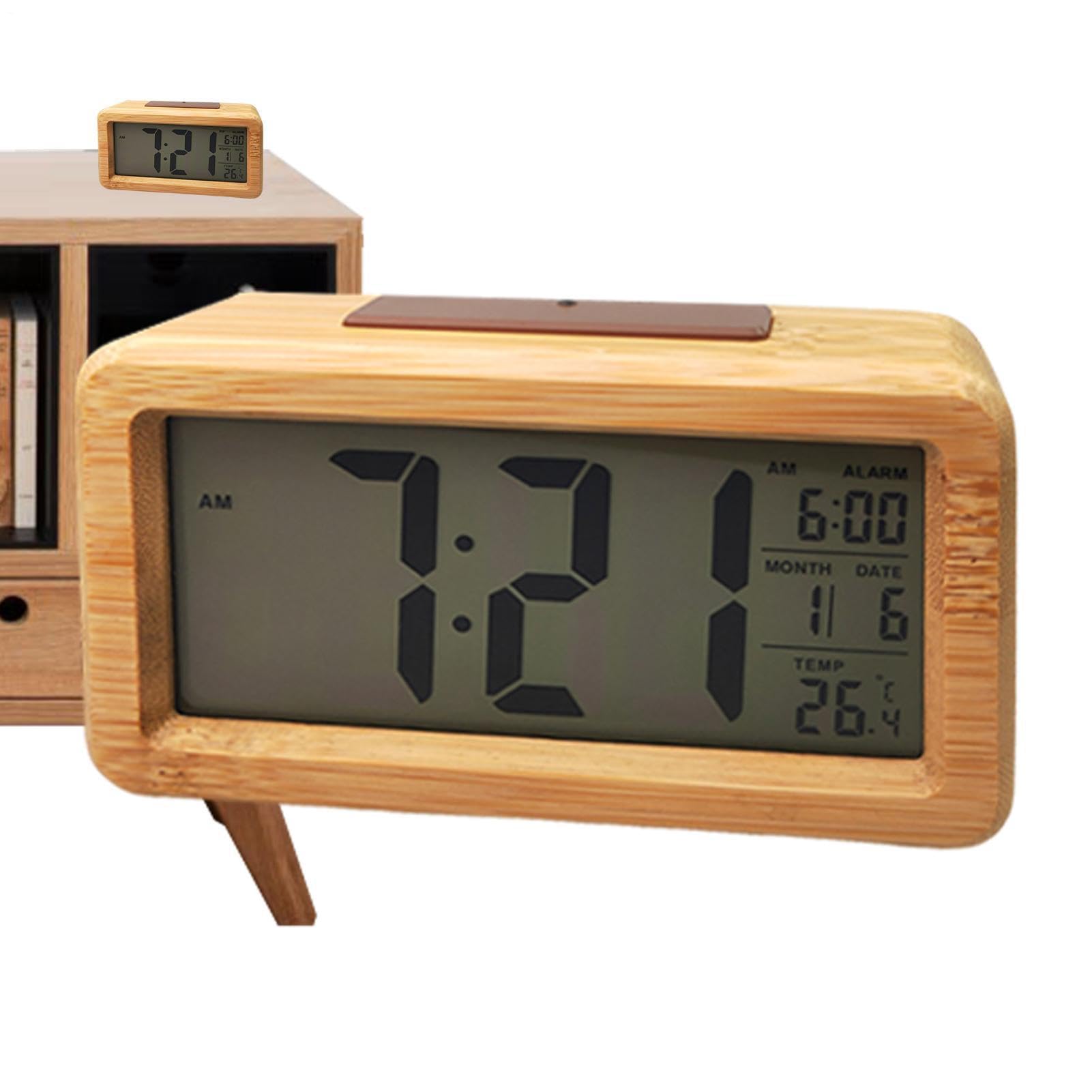 Reloj despertador digital de madera para mesita de noche moderna