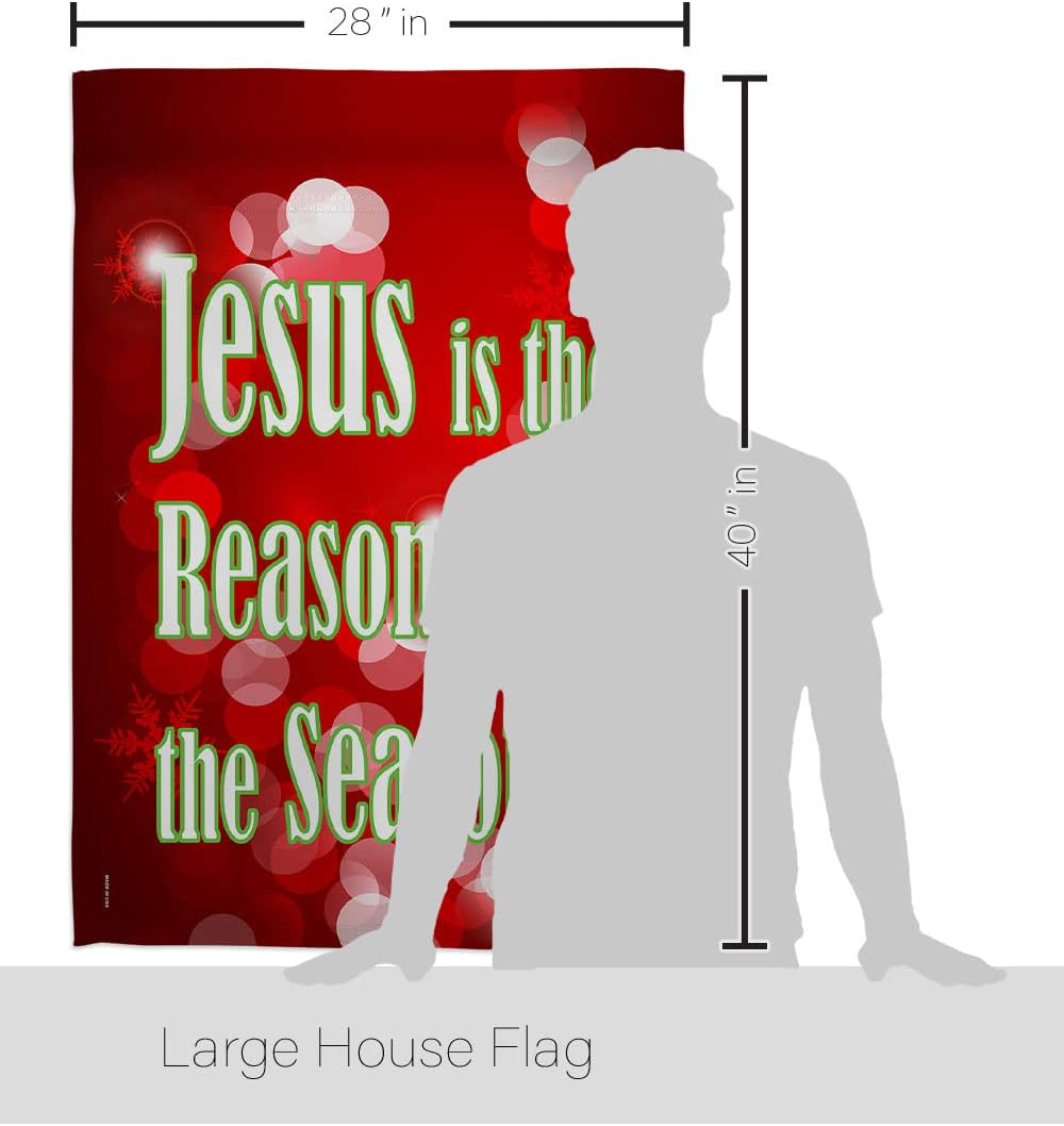 Jesus Is The Reason For The Season Flag Indoor Winter Decorations For Home Wall Hanging Banner Room Patio Porch Door House Outdoor Christian Tapestry Signs Poster Nativity Decor Religious Gifts Made In USA