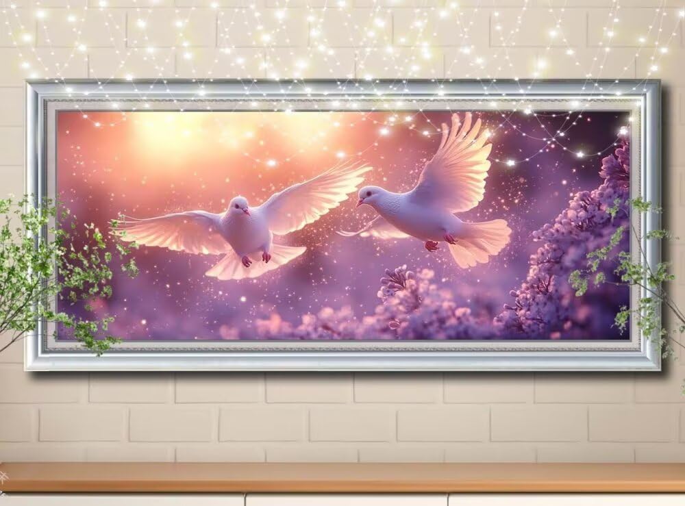 5D DIY zestaw do malowania diamentami, gołębi, obraz z krajobrazu diamentowy dla dorosłych duży 70 x 140 cm, DIY mozaika haft ścieg krzyżykowy zestaw do malowania diamentami, obraz dziecięcy do