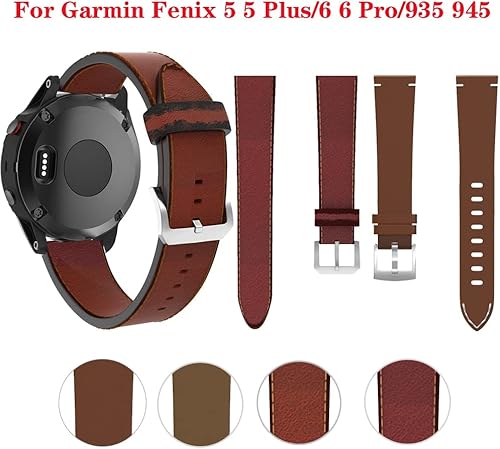 Miniatura 2 de 22mm Genuine Leather Easyfit Wrist Band Strap For Garmin Fenix 6 6 Pro Wristband Strap For Garmin Fenix 5 935 945 S60 Watch