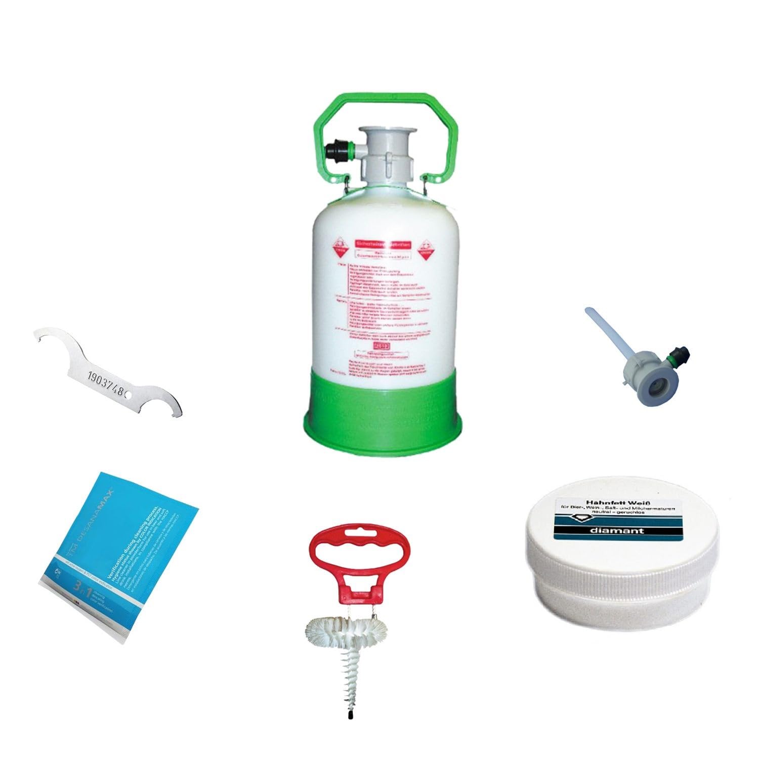 Set per la pulizia Easy, attacco piatto, BEVI - Power Powder - Alcalina, spazzola: Köpi e cestino