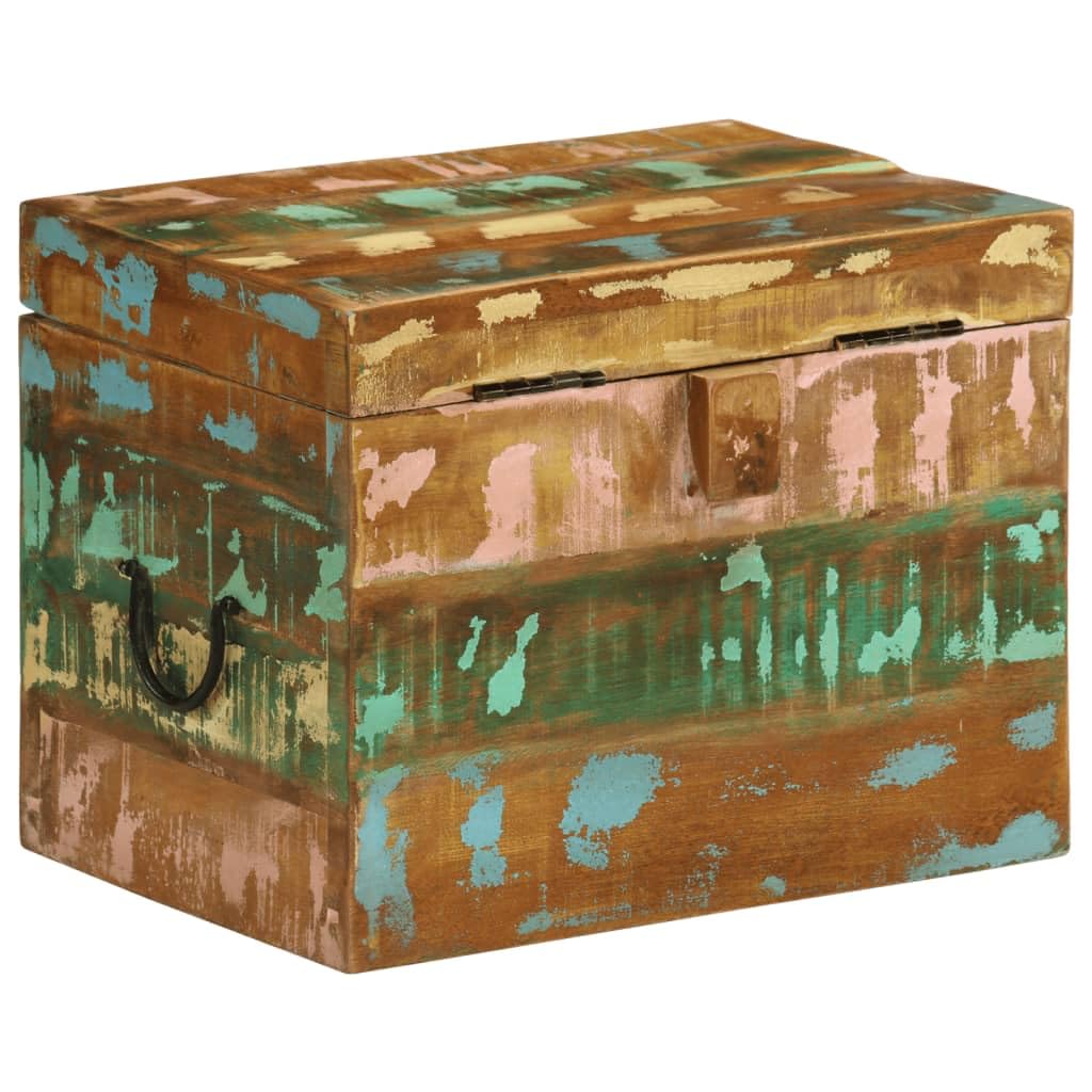 Baúl de madera reciclada, estilo antiguo, sólido, resistente y duradero, almacenamiento para el hogar, hecho a mano con carácter vintage, grano único y agujeros para clavos