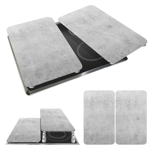 WENKO Coprifornelli Universale Mod Concreto, regolabile in altezza per tutti i tipi di fornelli, tagliere e paraspruzzi, vetro, 30 x 52 cm, 2 pezzi
