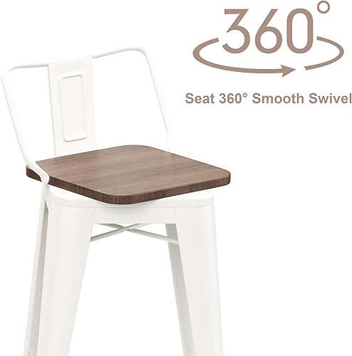 Miniatura 36 de Changjie Furniture Juego de 4 taburetes de bar giratorios de 26 pulgadas con respaldo, taburetes de bar industriales para isla de cocina (giratorios