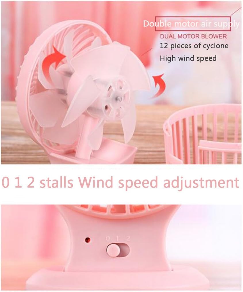 USB Portable Spray Fan Mini Student Rechargeable Dormitory Bed Quiet Angle Adjustable 2 Speed Office Desktop Fan (Color : Blue Size : Plug in) (Plug in)