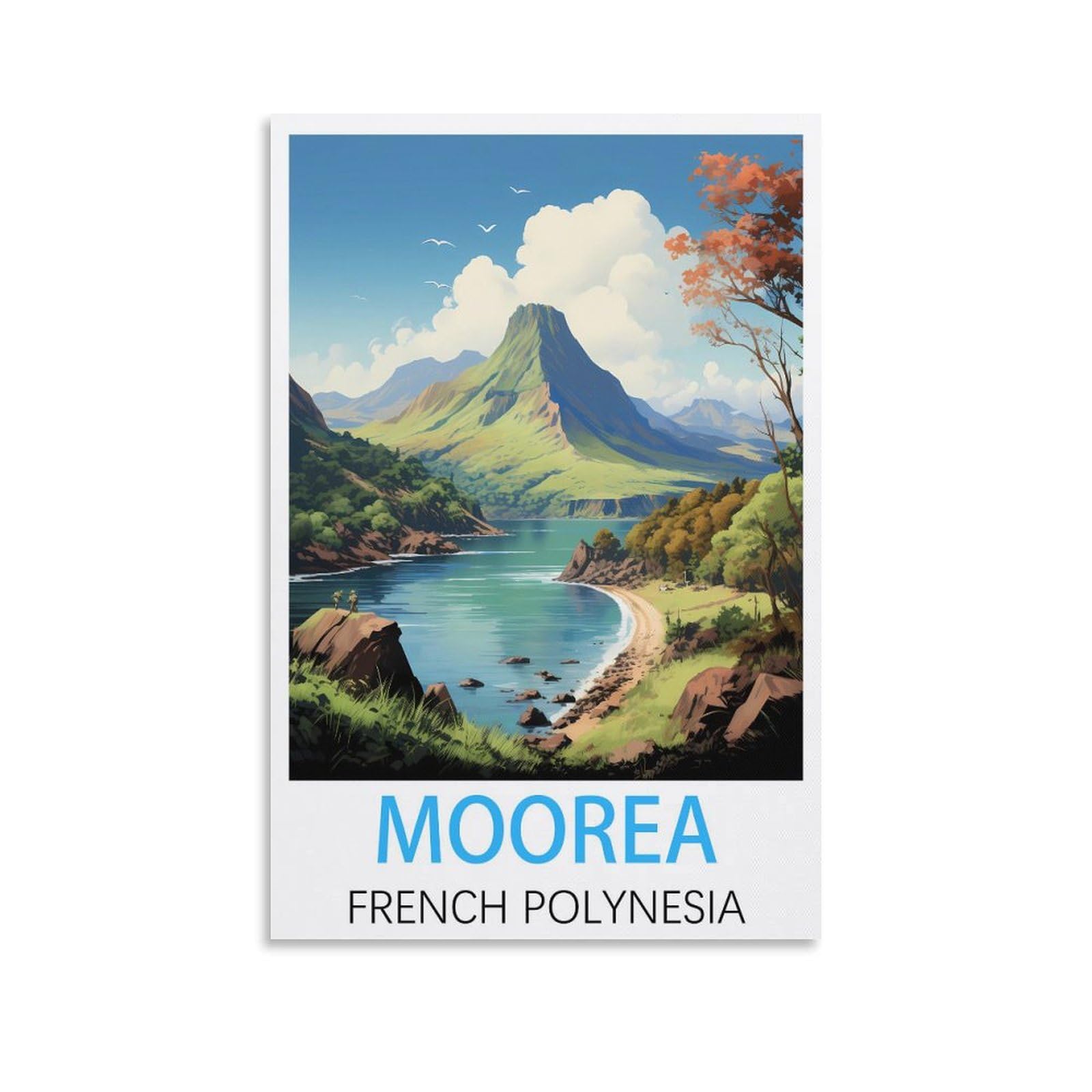 EZMLFA 5D Diamond Art Kits for Beginner,Moorea French Polynesia,Diamond Art House DIY Diamond Art Kits for Home Wall Decor 50x60cm