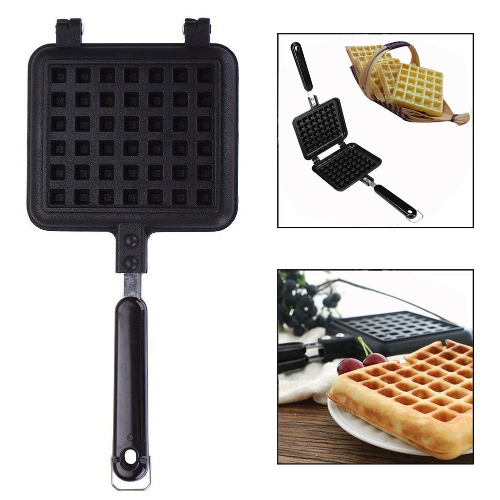 Manuelles Waffeleisen aus Aluminium für Herd mit Antihaftbeschichtung innen und Griff