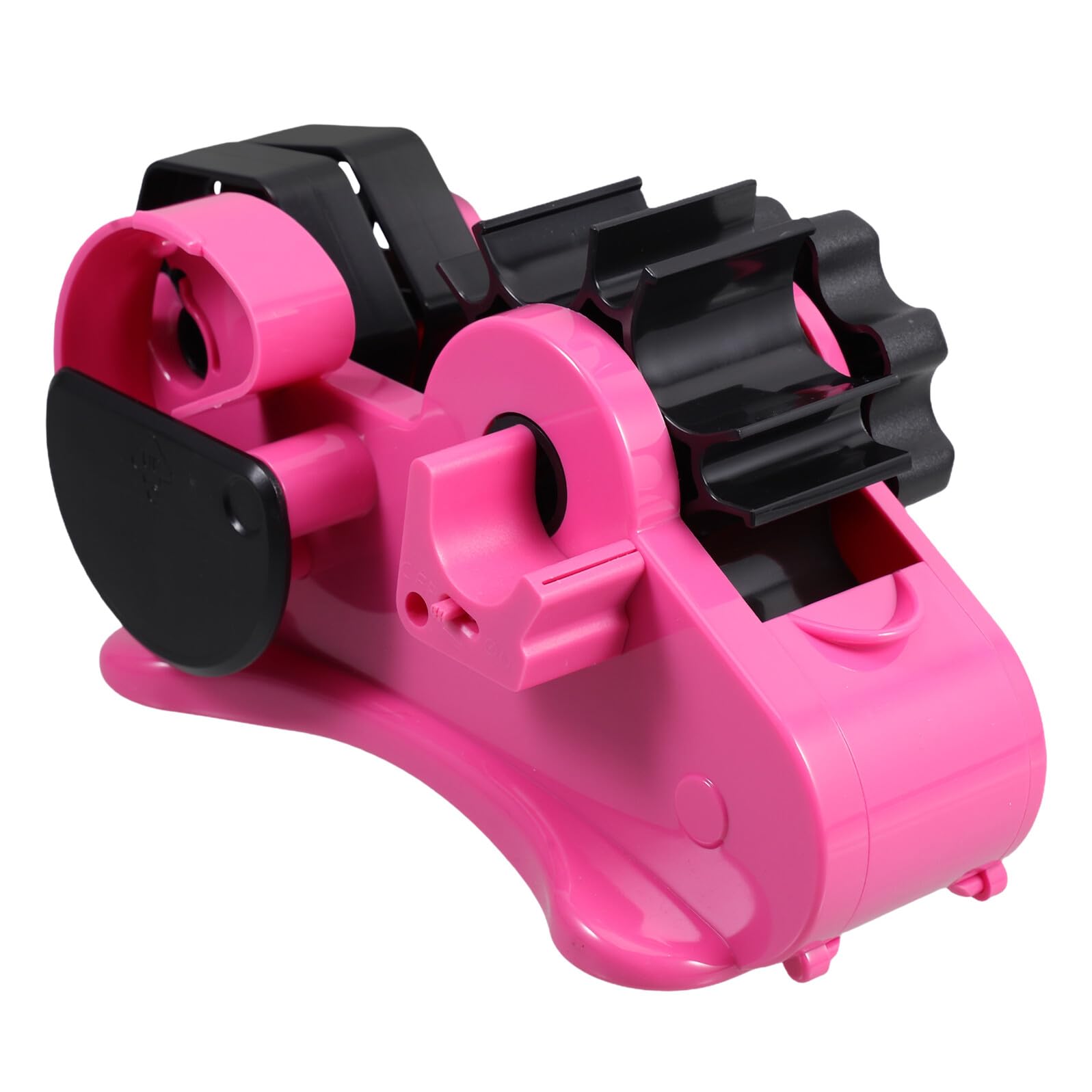 Dispensador de Cinta Adhesiva para Oficina y Escritorio, Soporte Multifuncional con Cortador Integrado, Tamaño 46 Mm, Plástico Transparente Rosa para Embalaje y Manualidades