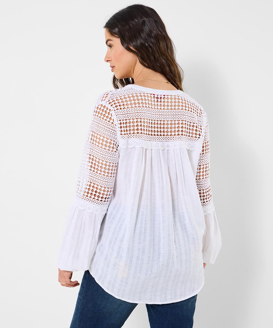 Joe Browns Camicetta da Donna in Misto Lino con Texture, Bianco, 50