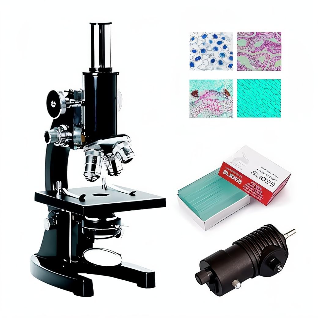 Student Compound Microscope (ISO 9001:2015 Certified) with LED Light, 25 Piece Prepared Slides, 50 Piece Blank Slides and Dust Cover-image-27