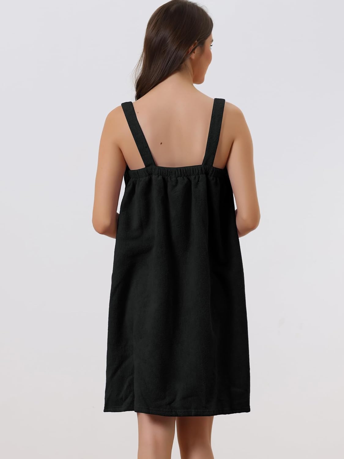cheibear Womens Towel Dress Terry Wrap Bathrobe Spa Towelling Robe with Strap for Gym Shower Bath - Image 3