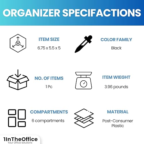 Miniatura 8 de 1InTheOffice Organizador de escritorio de suministros de oficina, organizador de almacenamiento de escritorio de plástico multifuncional, 6