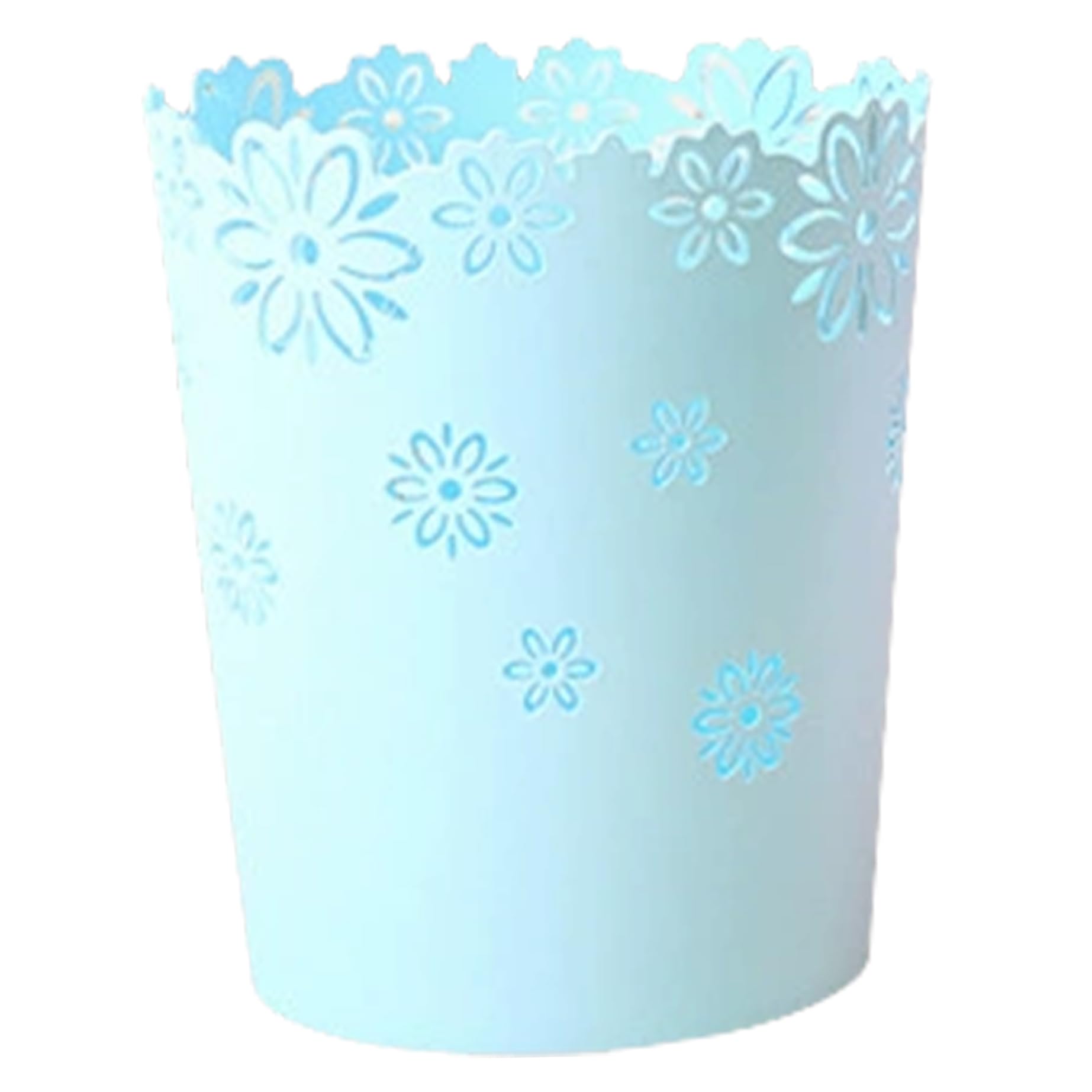 Cesta de papel de desecho hueco redonda y decorativa púrpura para baño y dormitorio moderno