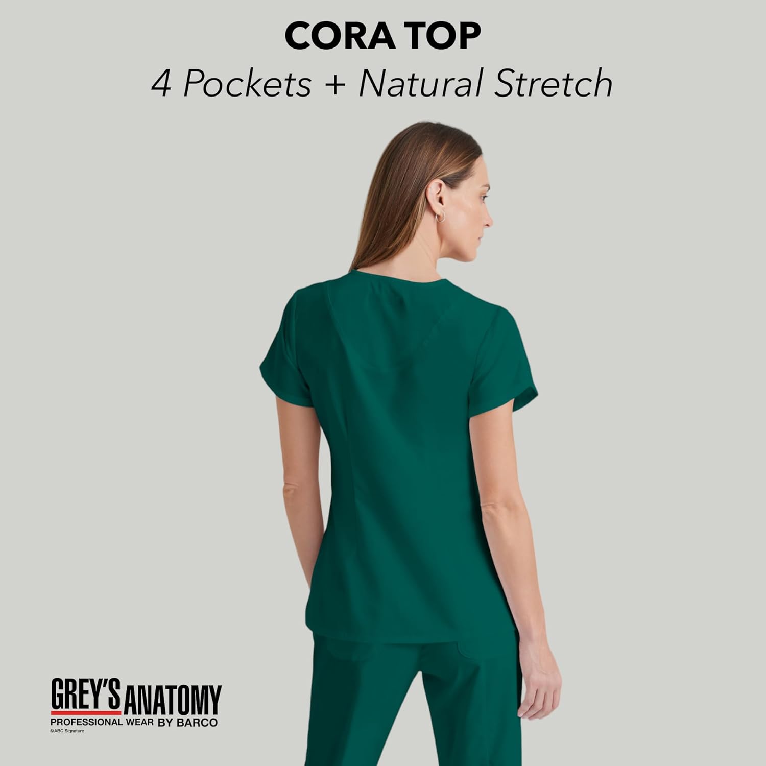 BARCO Grey's Anatomy Scrubs - Cora Scrub Top for Women, Crossover V-Neck, Fitted Back Super-Soft Women's Scrub Top - Image 4
